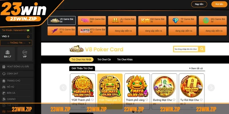 Các thao tác cá cược game bài 23WIN